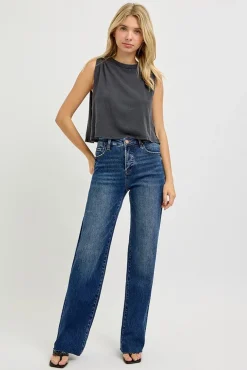 Marjorie High Rise Straight Leg Jeans Dark Wash