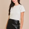 Maryann Short Sleeve Cropped Sweater Top Cream