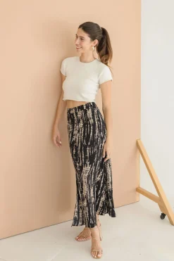 Maryann Short Sleeve Cropped Sweater Top Cream