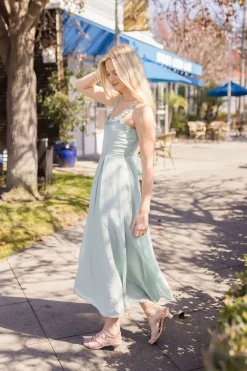 Mckayla Sleeveless Ruffle Trim Midi Dress Mint