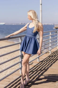 Melissa Sleeveless Denim Mini Dress Dark Wash