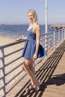 Melissa Sleeveless Denim Mini Dress Dark Wash