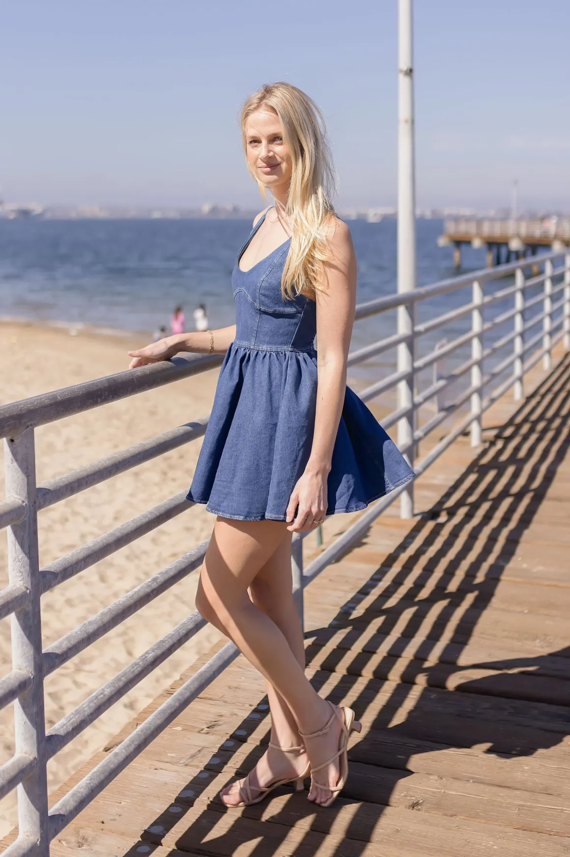 Melissa Sleeveless Denim Mini Dress Dark Wash