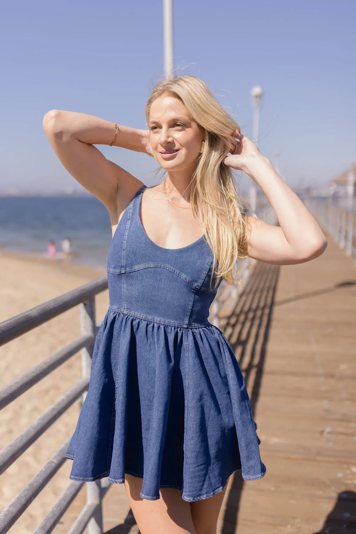 Melissa Sleeveless Denim Mini Dress Dark Wash