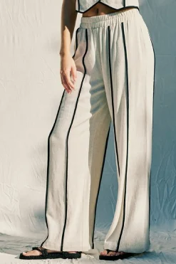 Mercy Sleeveless Contrast Linen Vest And Pants Natural