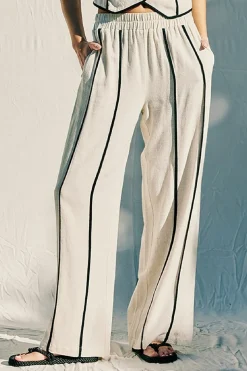 Mercy Sleeveless Contrast Linen Vest And Pants Natural