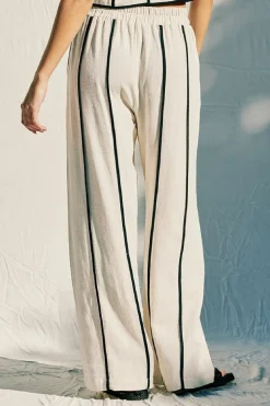 Mercy Sleeveless Contrast Linen Vest And Pants Natural