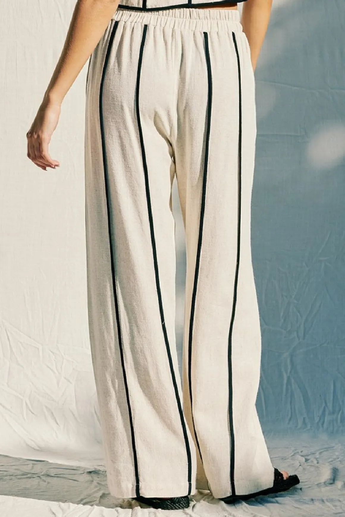 Mercy Sleeveless Contrast Linen Vest And Pants Natural