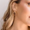 Mia Double Hoop Drop Earrings Gold