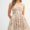 Mindy Sleeveless Cut Out Floral Print Mini Dress Red