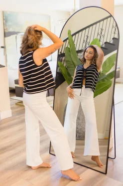 Miranda High Rise Patch Pocket Wide Leg Jeans White