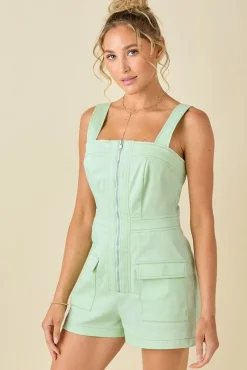 Natalie Sleeveless Romper Mint