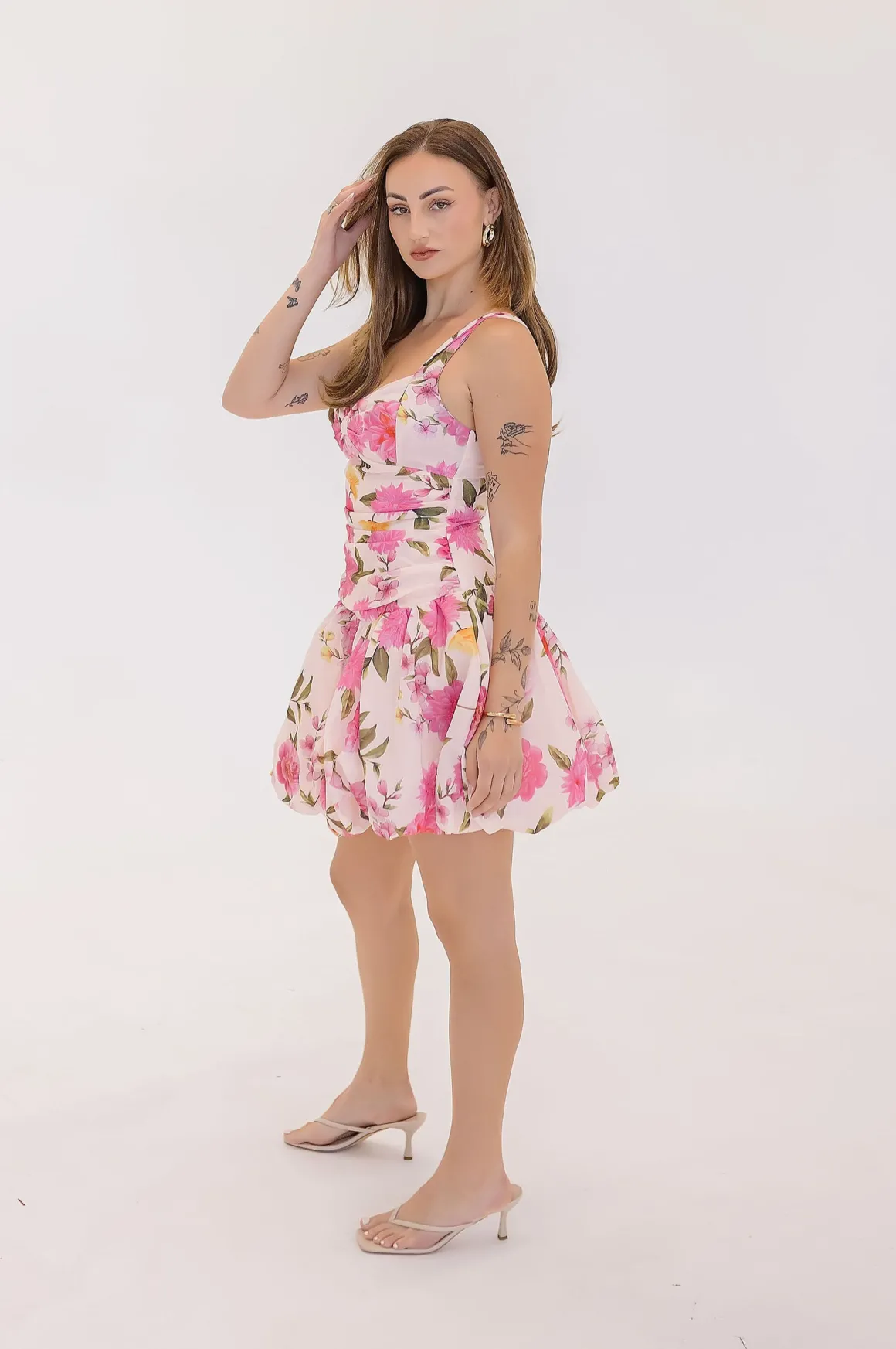 Nia Sleeveless Floral Print Mini Dress Pink