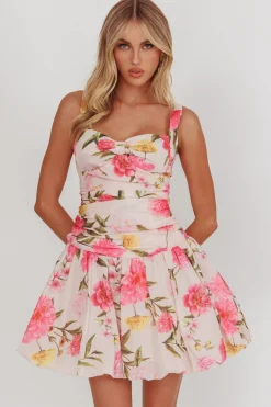 Nia Sleeveless Floral Print Mini Dress Pink