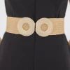 Noah Double Circle Buckle Straw Waist Belt Tan