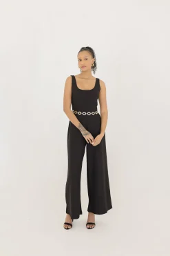 Noah Double Circle Buckle Straw Waist Belt Tan