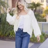 Peyton Long Sleeve Front Tie Knit Cardigan White