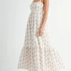 Phoenix Sleeveless Floral Print Babydoll Tiered Maxi Dress White