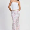 Polly Floral Print Slip Maxi Skirt Ivory
