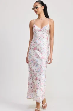 Poppy Sleeveless Floral Print Maxi Dress Ivory