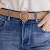 Quinn Adjustable Circle Buckle Belt Taupe