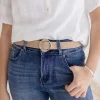 Quinn Adjustable Circle Buckle Belt Nude