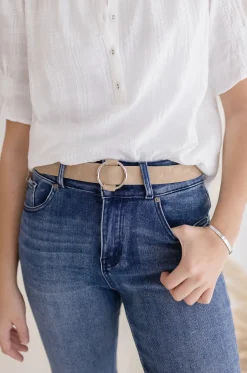 Quinn Adjustable Circle Buckle Belt Nude