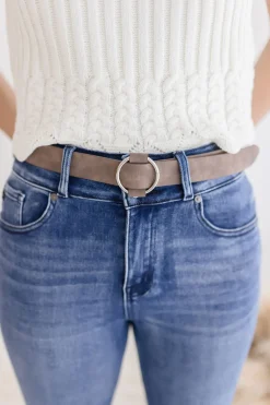 Quinn Adjustable Circle Buckle Belt Brown