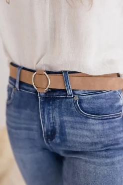 Quinn Adjustable Circle Buckle Belt Taupe
