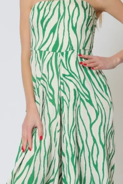 Raelynn Sleeveless Back Tie Abstract Print Jumpsuit Green