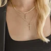 Raven Layered Cross Pendant Necklace Gold