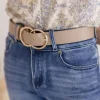 Regina Double Ring Faux Leather Belt Taupe