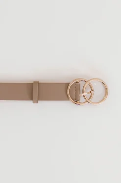 Regina Double Ring Faux Leather Belt Taupe