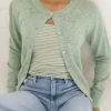 Remi Long Sleeve Button Down Cardigan Green