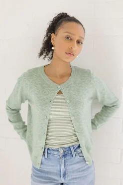 Remi Long Sleeve Button Down Cardigan Green
