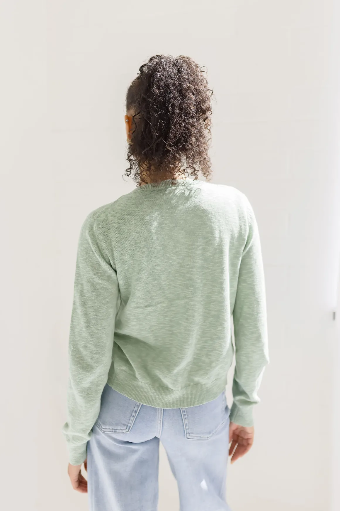 Remi Long Sleeve Button Down Cardigan Green
