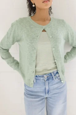 Remi Long Sleeve Button Down Cardigan Green