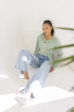 Remi Long Sleeve Button Down Cardigan Green