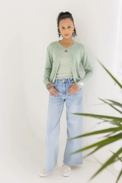 Remi Long Sleeve Button Down Cardigan Green