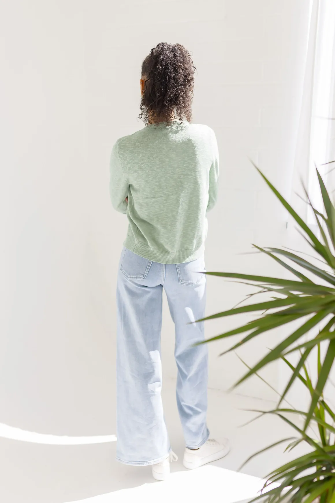 Remi Long Sleeve Button Down Cardigan Green