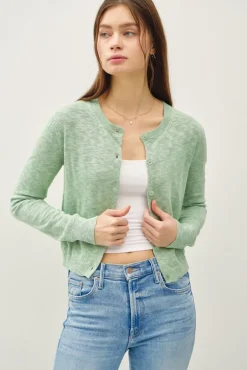 Remi Long Sleeve Button Down Cardigan Green