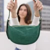 Riley Faux Suede Shoulder Purse Green