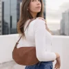 Riley Faux Suede Shoulder Purse Brown