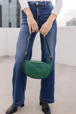 Riley Faux Suede Shoulder Purse Green