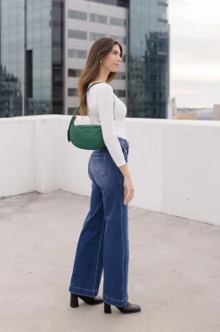 Riley Faux Suede Shoulder Purse Green