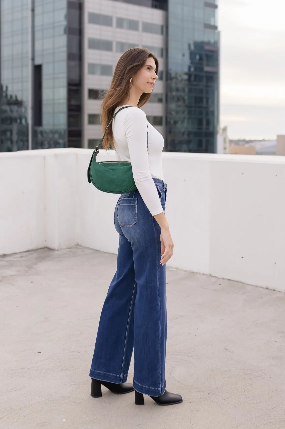 Riley Faux Suede Shoulder Purse Green