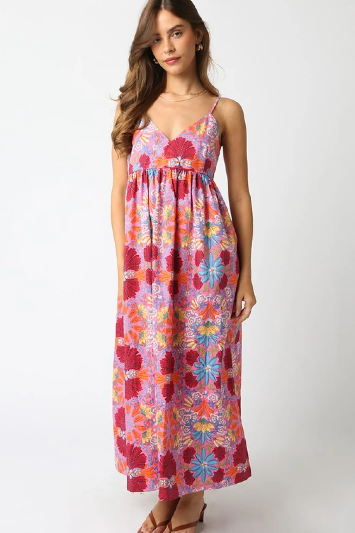 Rosemary Sleeveless Floral Print Maxi Dress Pink