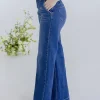 Rudy High Rise Slanted Pocket Wide Leg Jeans Dark Wash