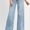 Rudy High Rise Slanted Pocket Wide Leg Jeans Light Wash