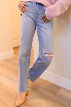 Ryker High Rise Distressed Slim Wide Leg Jeans Medium Wash